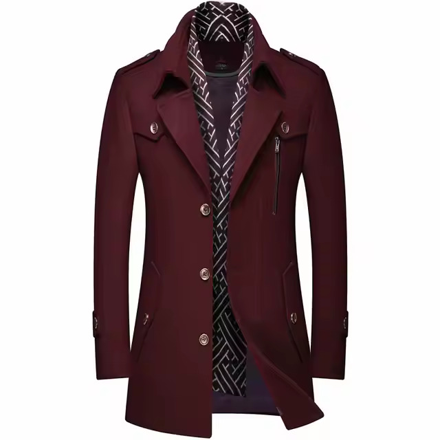 Manteau Homme Élégant avec Doublure Motif Géométrique