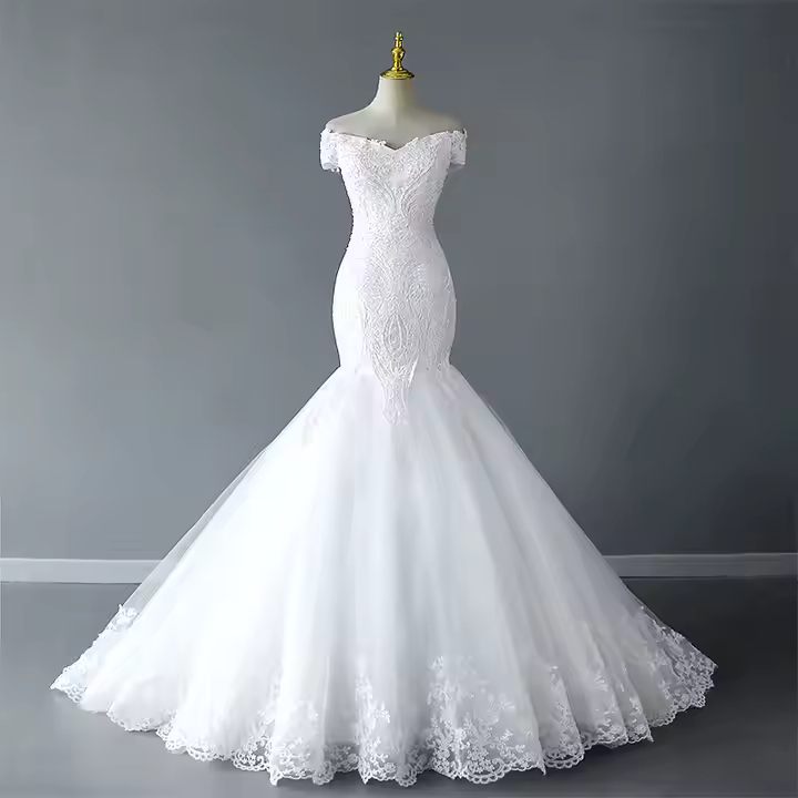 Nouveau Haute Qualité Blanc Simple Élégant Mariée Robe De Sirène Robes De Mariée De Mariage