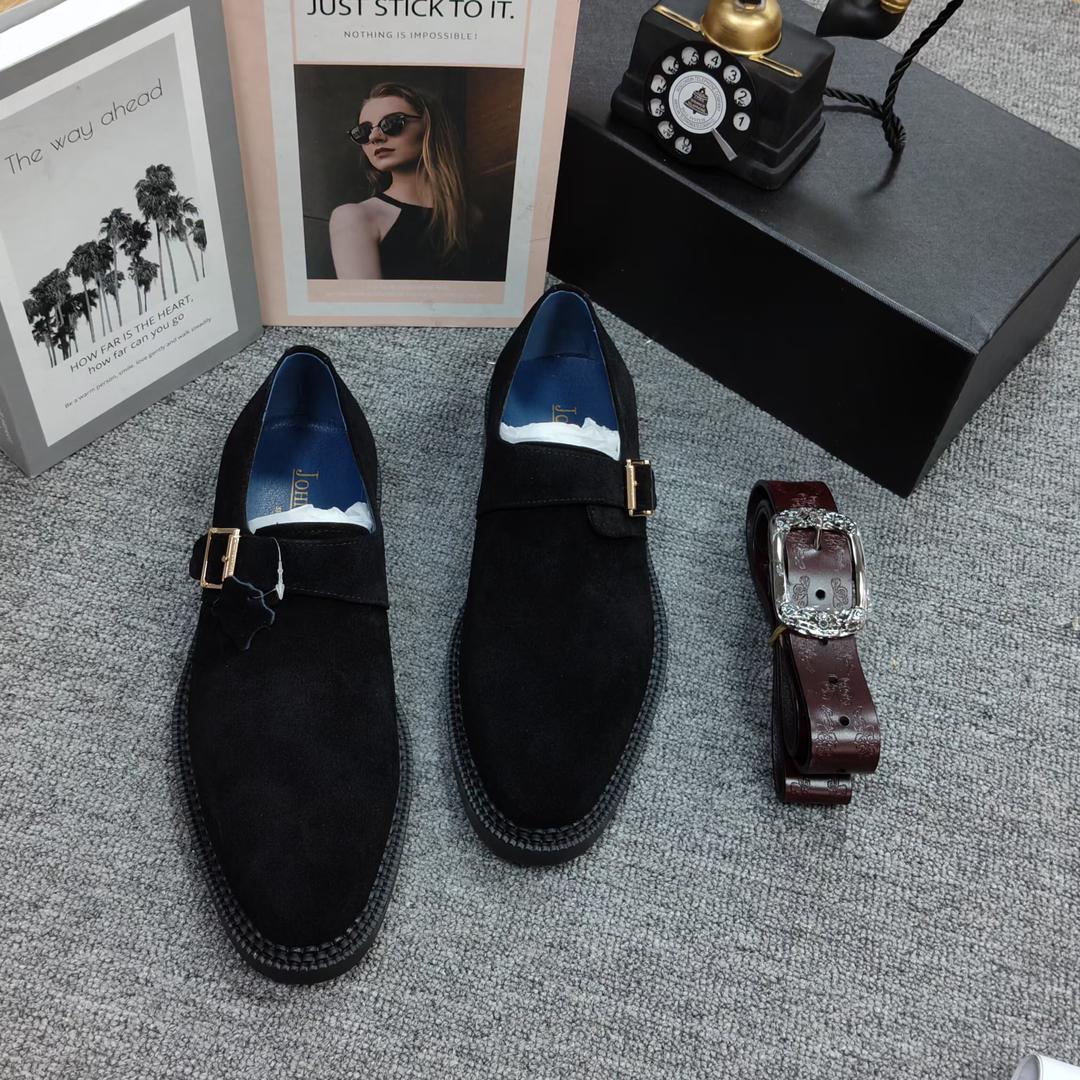 Chaussures Homme Boucle Latérale – Cuir Daim Élégant