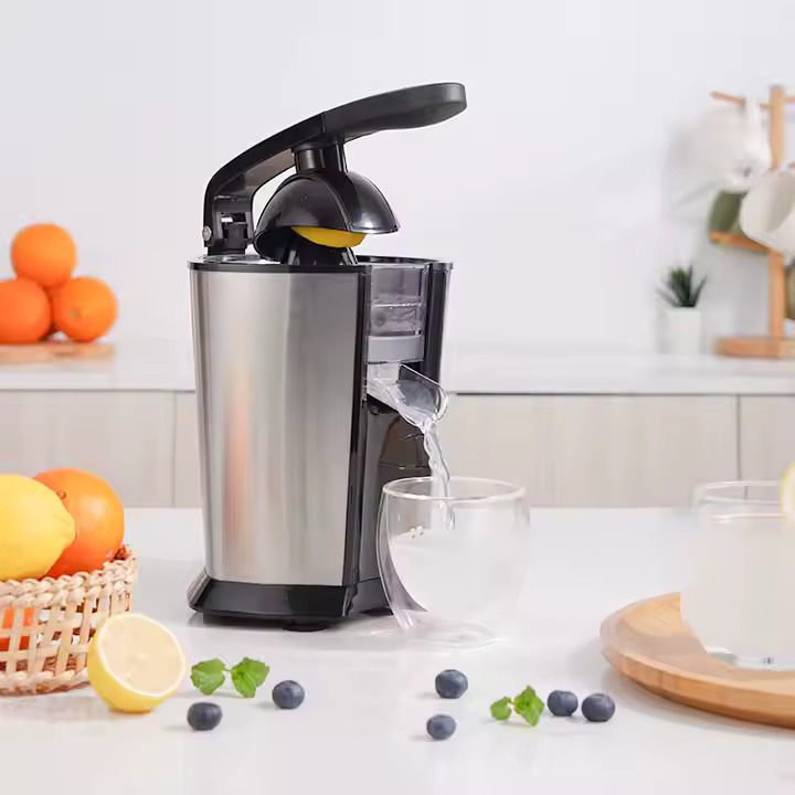 Presse-Agrumes Électrique avec Bras et Bec Verseur – Design Inox & Noir