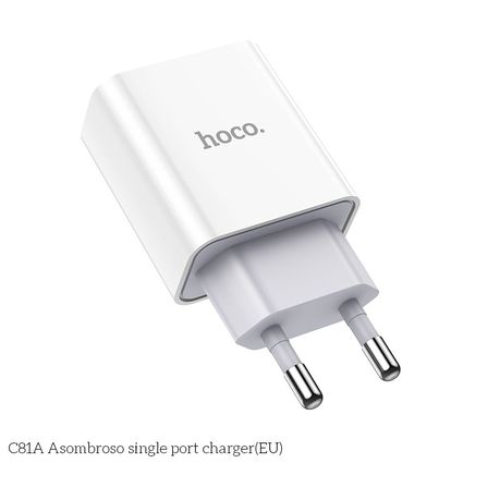 Wall charger EU plug single USB – White