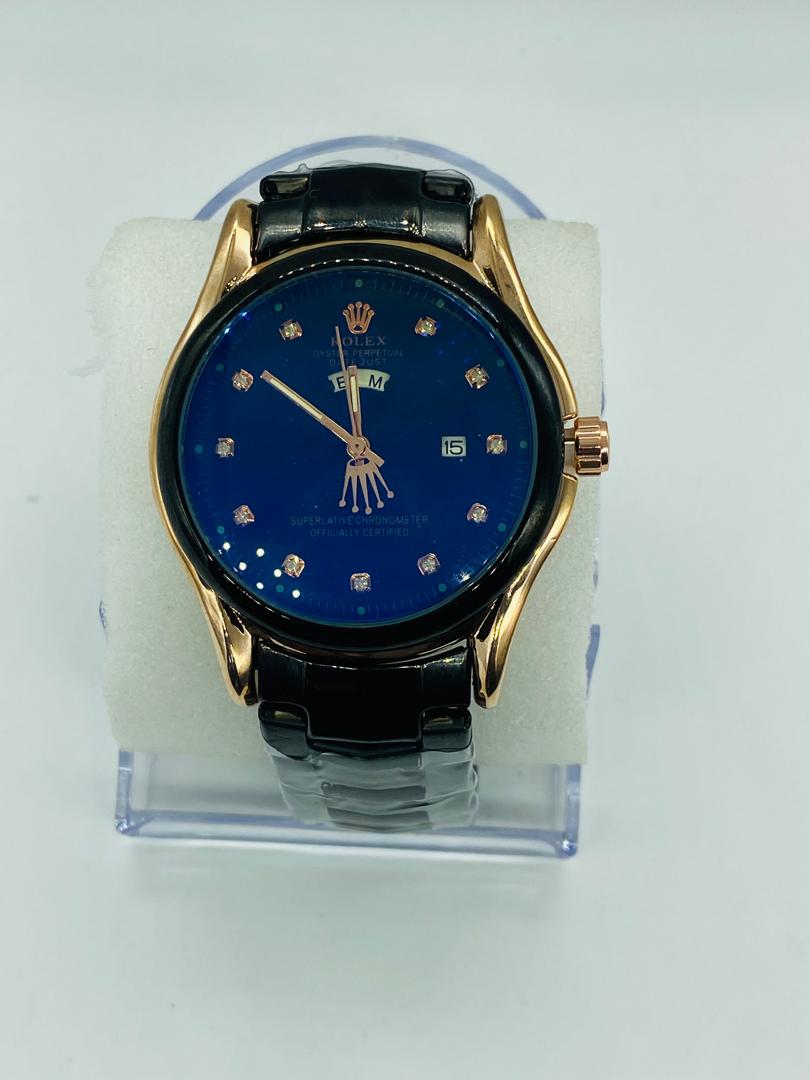 Montre Homme de Luxe – Cadran Bleu & Bracelet Noir Éclatant